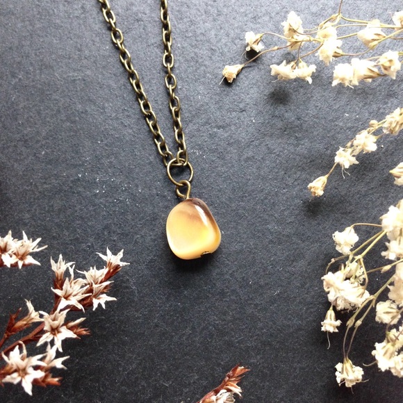 Tumbled Stone/Shell Pendant Necklace - Picture 2 of 6